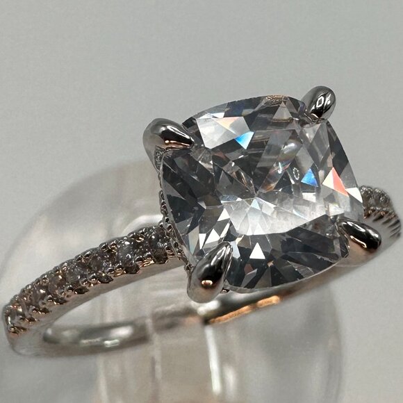 Womens Silver Plated Brass Ring Cubic Zirconia - Picture 7 of 9